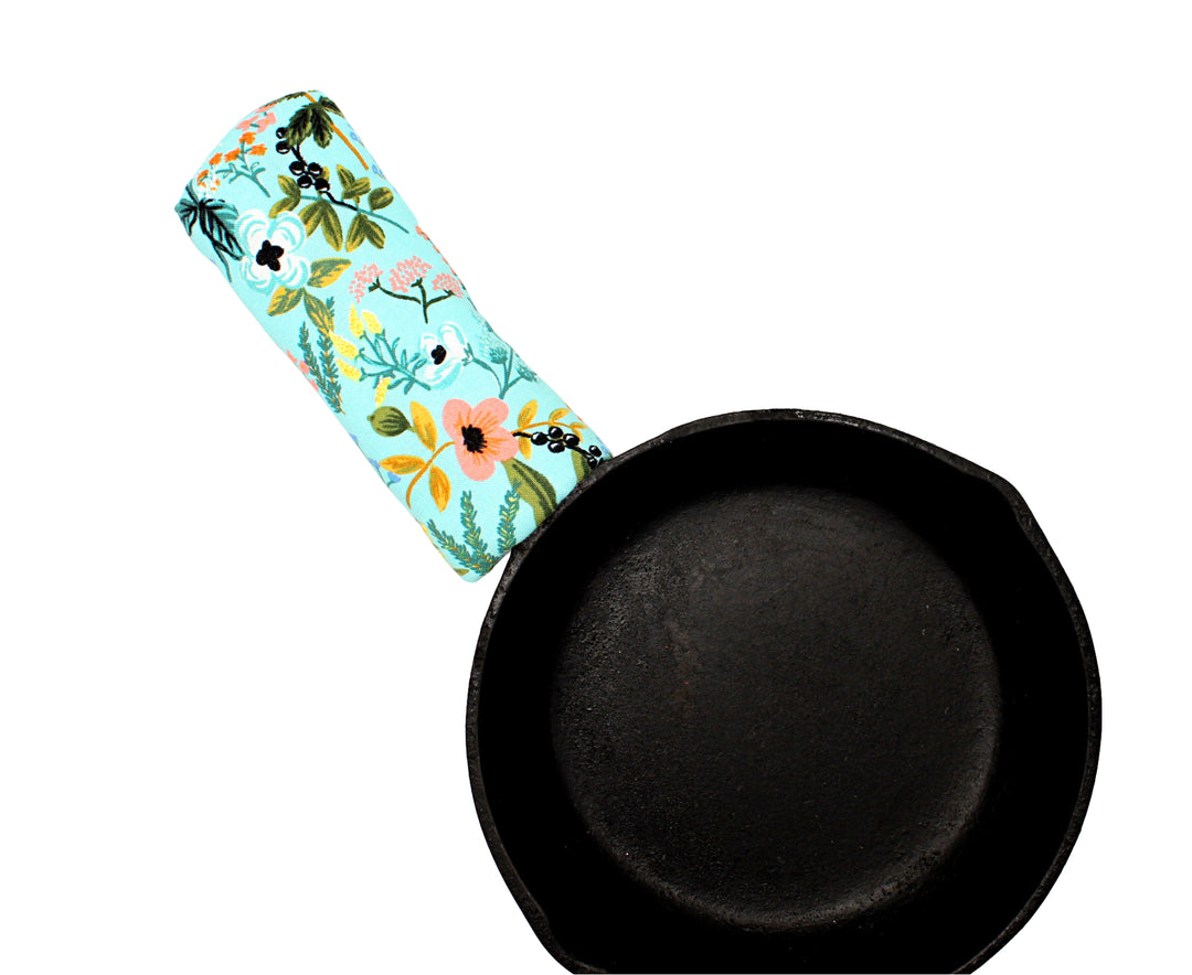 Cast Iron Skillet Handle Cover, Double Insulated, Herb Garden Mint