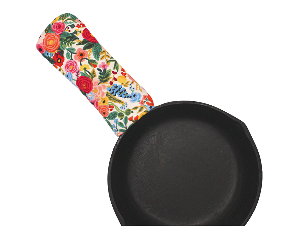 Cast Iron Skillet Handle Cover, Double Insulated, Garden Party